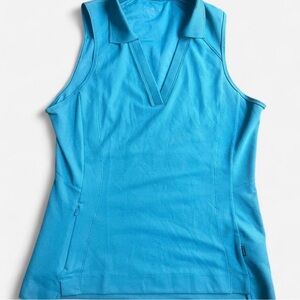 Athleta Mauve Blue Sleeveless Hiking Golf Polo V-Neck Tank Top Size M